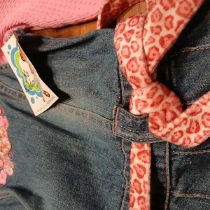Blue Denim Jeans with Pink Leopard Print Belt